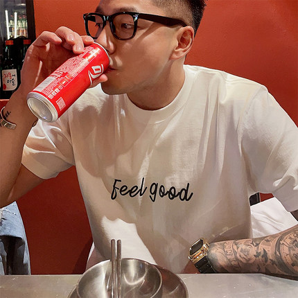 原创自制重磅260g夏季全棉圆领短袖字母印花T恤简约基础打底男潮