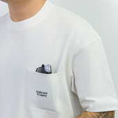 重磅265g新疆棉新款 简约百搭口袋字母港风日系落肩宽松短袖 T恤男