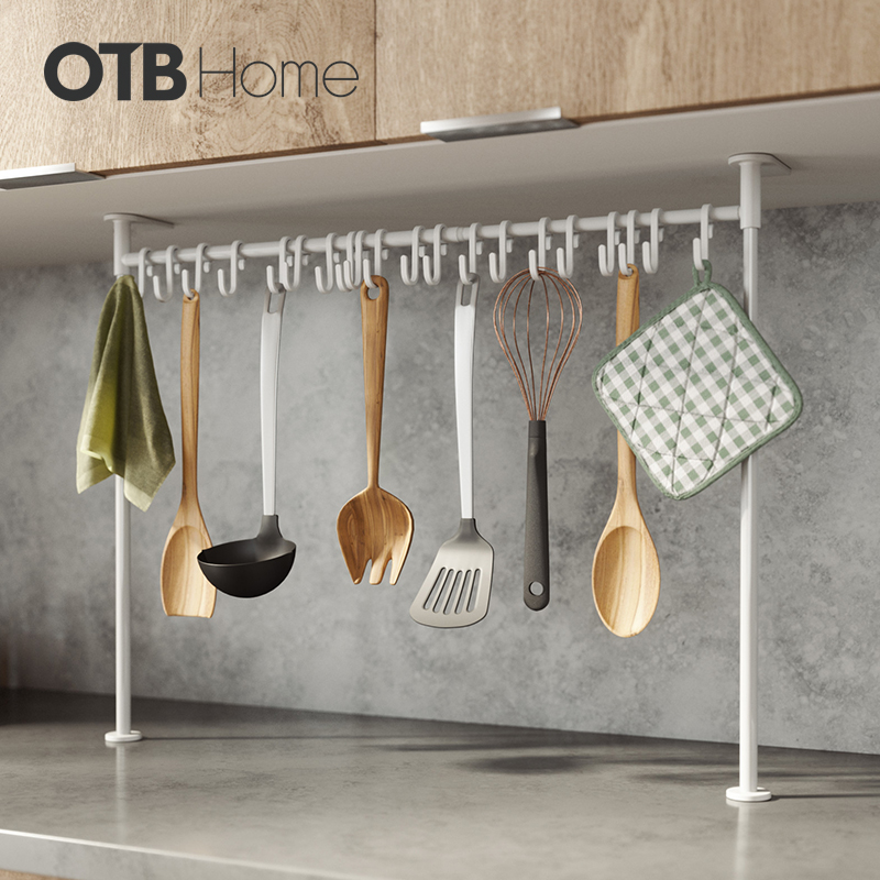 挂杆锅铲置物架伸缩收纳厨房用品