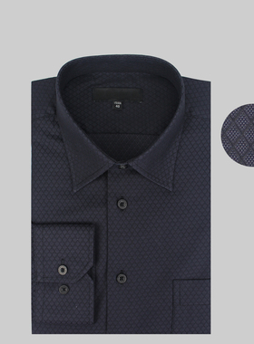 黑色衬衫男纯色商务提花衬衫男长袖商务休闲职业中年免烫纯棉宽松