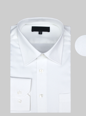 专柜春秋高支纱长袖衬衫中年 男士商务正装白色桑蚕丝棉高档衬衣