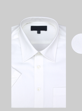 夏专柜桑蚕丝高支纱丝棉男士正装白色短袖衬衫 商务男装半袖衬衣