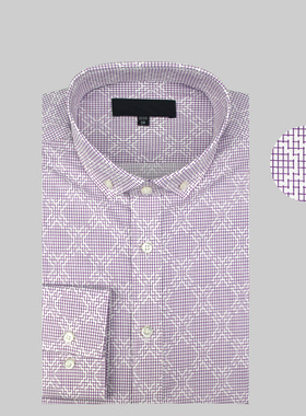 纯棉商务休闲扣领印花男士长袖衬衫 全棉春季新品小领立领衬衣