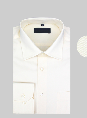 品牌经典商务正装纯色长袖衬衫 男士绅士职业免烫宽松厚黄色衬衣