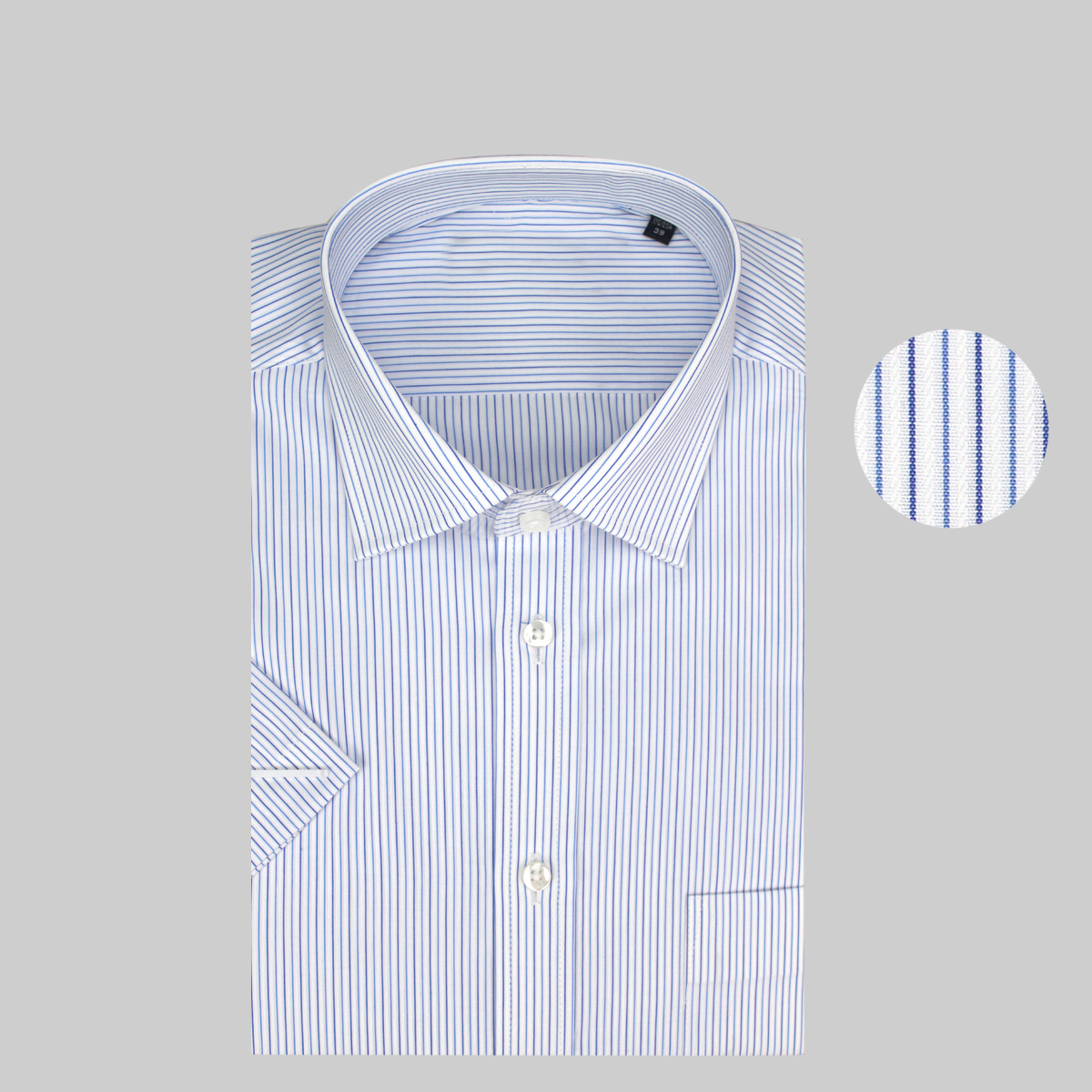 细条纹短袖商务正装高支纱纯棉