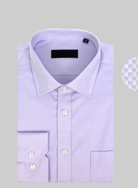 春秋紫色提花免烫长袖衬衣中年商务 男士纯棉纯色丝光棉长袖衬衫