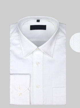 高档高支棉白色高支纱男士长袖衬衫 提花纯棉商务正装绅士衬衣厚