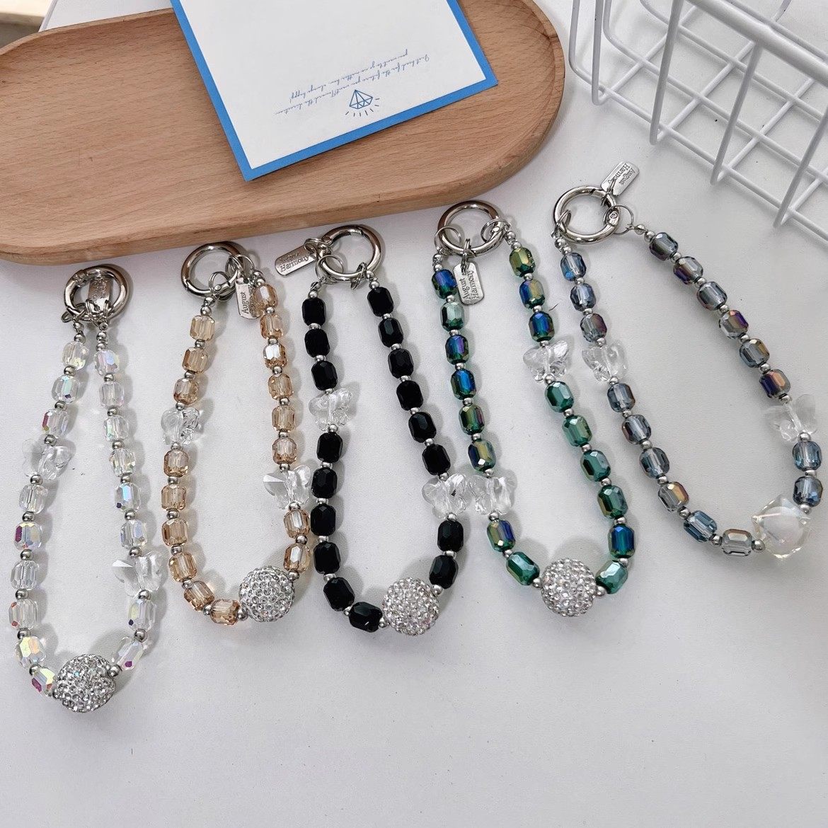 创意高级感水晶珠水晶蝴蝶手机壳短链通用百搭包包小饰品钥匙挂链,3C数码配件,手机挂件/手机链,淘宝优惠券,粉丝福利购,淘宝优惠卷