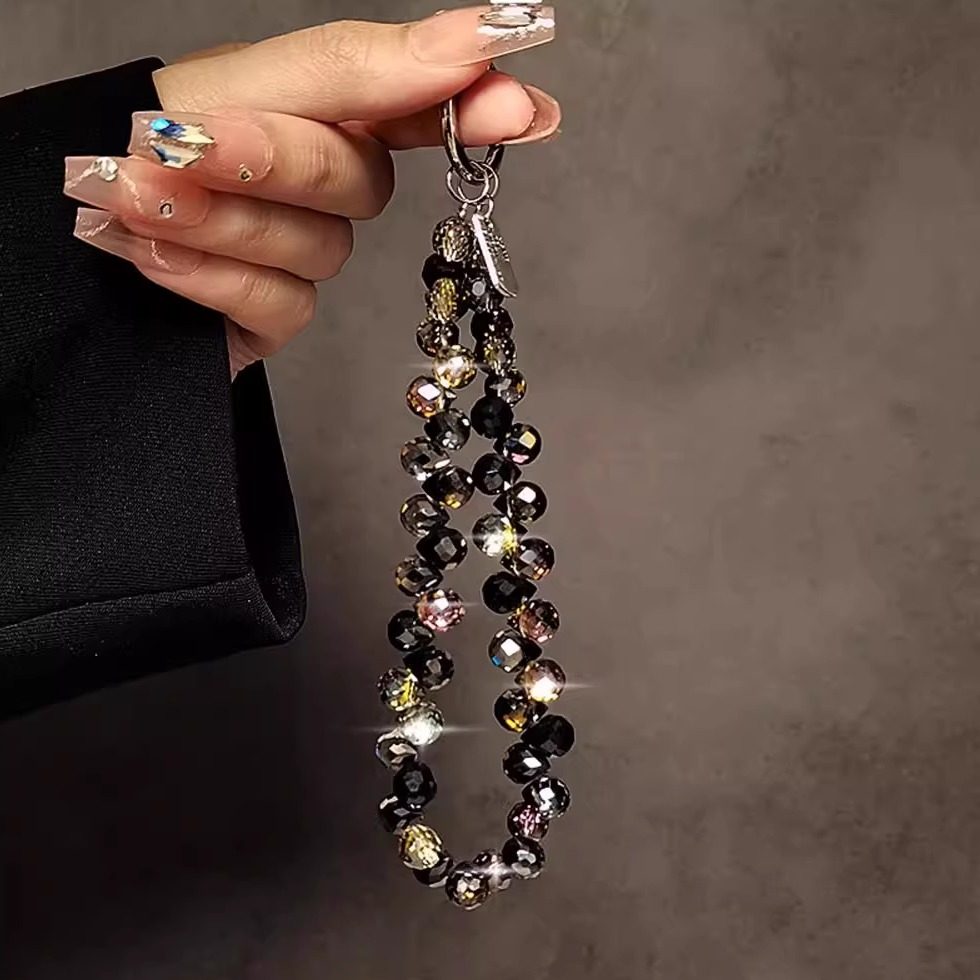 手机挂链高级感挂绳结实耐用奢华水晶珠子手提链夹片钥匙包包挂件