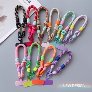 撞色拼接手机挂绳手腕短款高级双扣吊绳手机套绳旅游手提绳腕带女