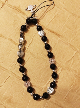 ins小众设计暗黑系朋克风星星Y2K串珠土星吊坠手机链ccd相机挂绳