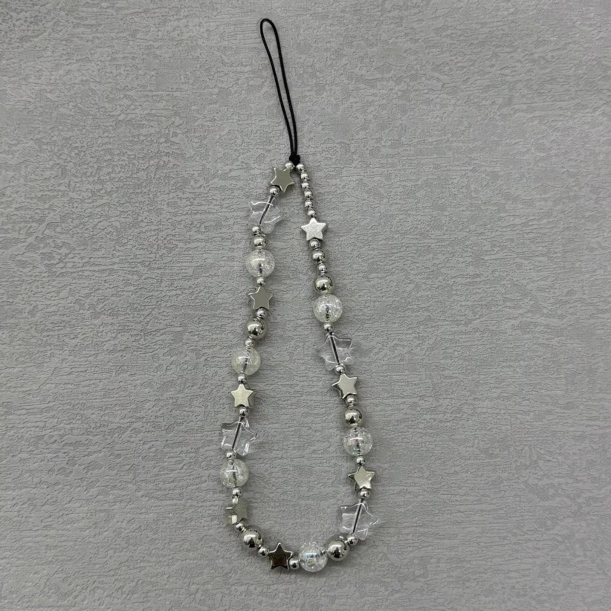 电镀银星星手机链原创手腕挂饰珠串链条相机挂件高级感挂绳短挂链