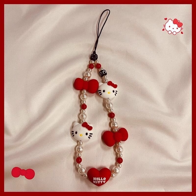 CASE新款KT猫HelloKitty手机链串珠链条饰品挂绳女可爱卡通凯蒂猫