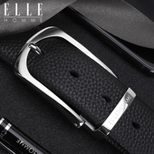 针扣腰带男真皮商务休闲不锈钢扣牛皮皮带男裤 ELLE HOMME新款 带潮