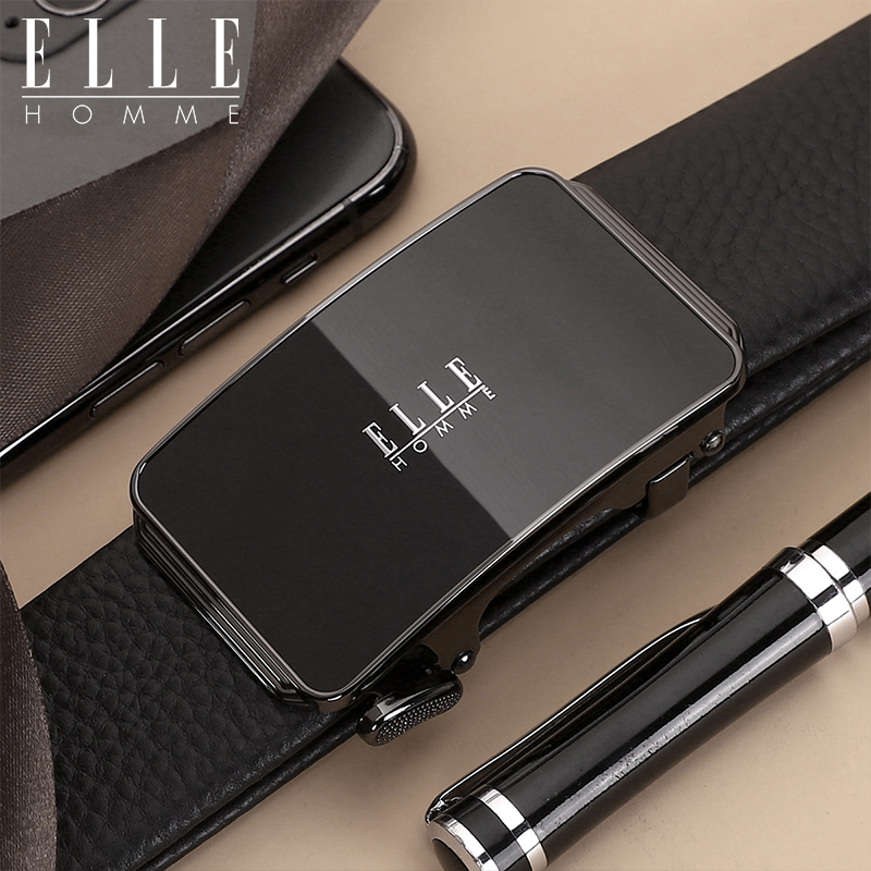 ELLE HOMME新款腰带男真皮自动扣内穿式皮带轻奢品牌年轻人裤带潮