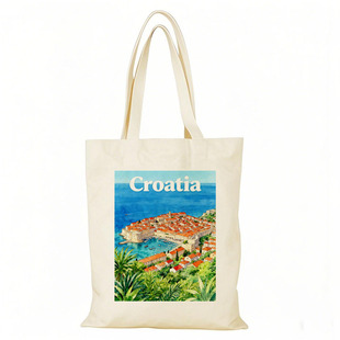 克罗地亚帆布包Croatia文创帆布袋定制大容量手提环保购物袋