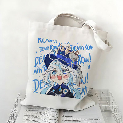 原神芙宁娜周边帆布包水神芙卡洛斯定制学生大容量拉链装书手提袋