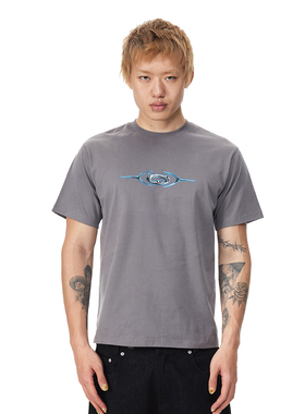 EK/EVILKNIGHT 2026年春季液态房子印花纯棉宽松T恤男款短袖休闲