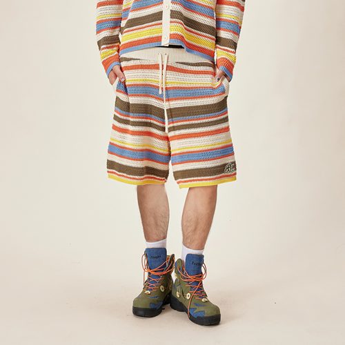 EK宽松彩色条纹毛织短裤