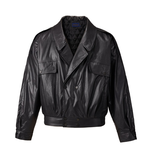 EK EVILKNIGHTEK裁剪结构双层领口上衣男女百搭皮衣薄棉夹克外套