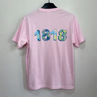 XL码Brooks Brothers布克兄弟男夏季粉红色中性纯色后印花短袖T恤