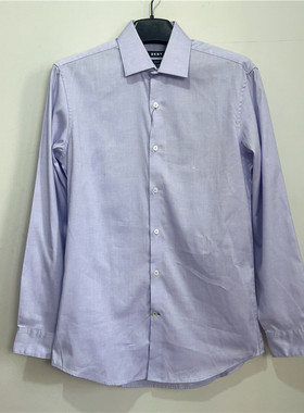 14.5码DKNY唐可娜儿男士slim fit正装衬衫长袖商务紫色正式衬衣