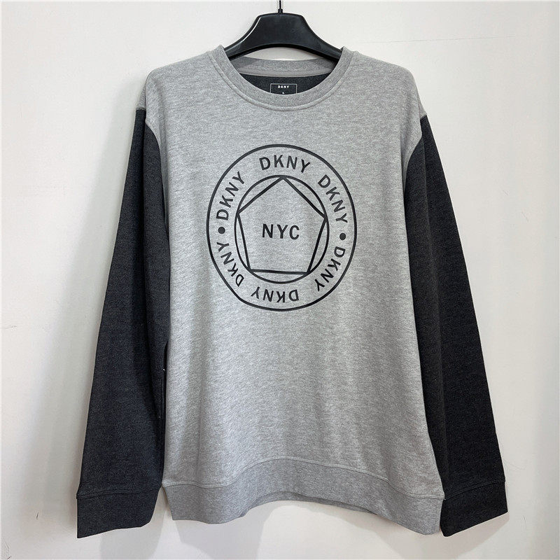 XL码DKNY唐可娜儿联名NYC限量款插肩袖美式休闲加绒灰色加厚卫衣