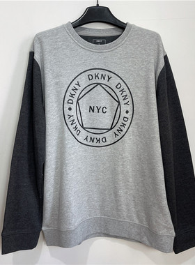XL码DKNY唐可娜儿联名NYC限量款插肩袖美式休闲加绒灰色加厚卫衣
