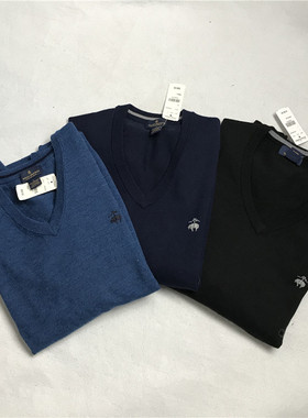 S码Brook Brothers布克兄弟男士V领经典款打底秋冬套头针织毛衣