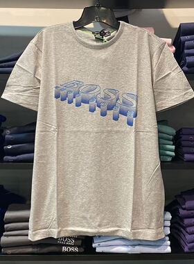 M码Hugo Boss男黑标系列regular fit薄款后领标logo短袖T恤纯棉半