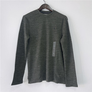 墨绿色棉华夫格不变形百搭基础长袖 春秋季 Klein男士 T恤 Calvin