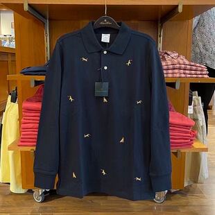 L码Brooks Brothers布克兄弟男士纯棉柔软舒适刺绣小狗长袖polo衫