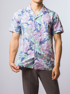 Brooks Brothers布克兄弟男士夏季印花短袖衬衣度假慵懒翻领衬衫