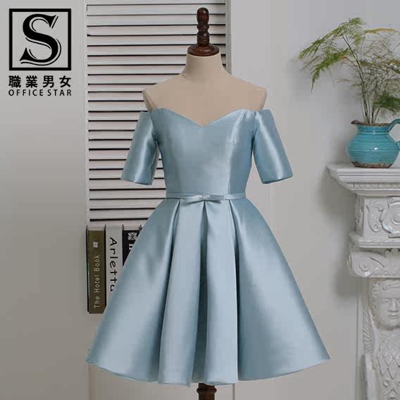 2017春夏伴娘服晚礼服小礼服小洋装公主裙厚锻面一字连袖抹胸|ruв категории Женская одежда, Cвадебные платья, платье/вечернее платье - от Buy2taobao.com для оказания профессиональной услуги покупки агента Taobao