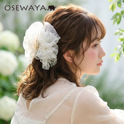 OSEWAYA中长发日常网纱白色头饰