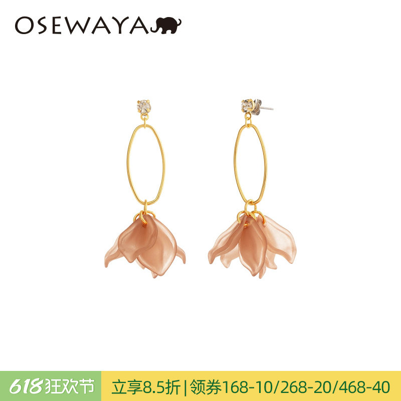 OSEWAYA耳环女花瓣鱼尾气质新款耳钉日系轻奢小众高级感清新耳饰