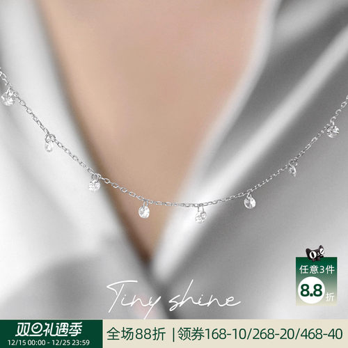 OSEWAYA小雨滴锆石锁骨链S925银