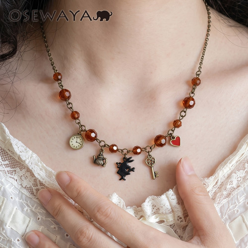 OSEWAYA哥特暗黑爱丽丝锁骨链