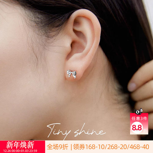 OSEWAYA日系小巧蝴蝶结耳钉925银