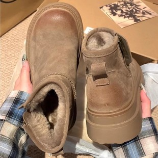 【sheii苏茵茵】小耳朵~加绒厚底小矮筒羊毛毛短靴子女雪地靴冬季