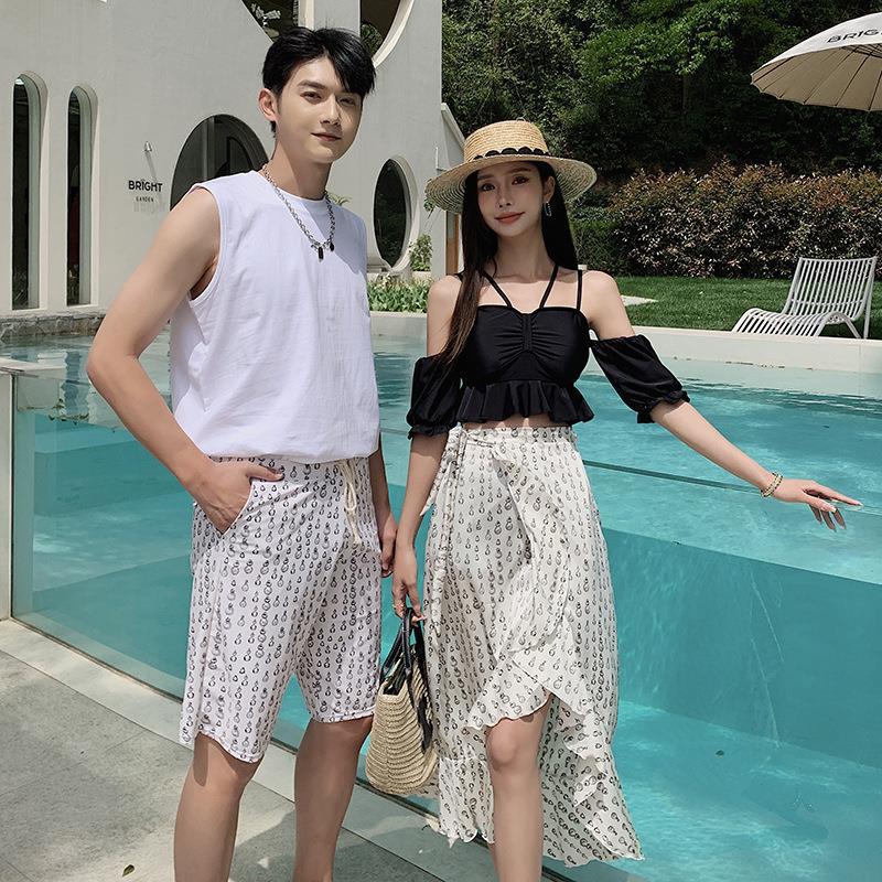 情侣泳衣女三件套分体裙式比基尼遮肚显瘦度假性感聚拢仙女范泳衣