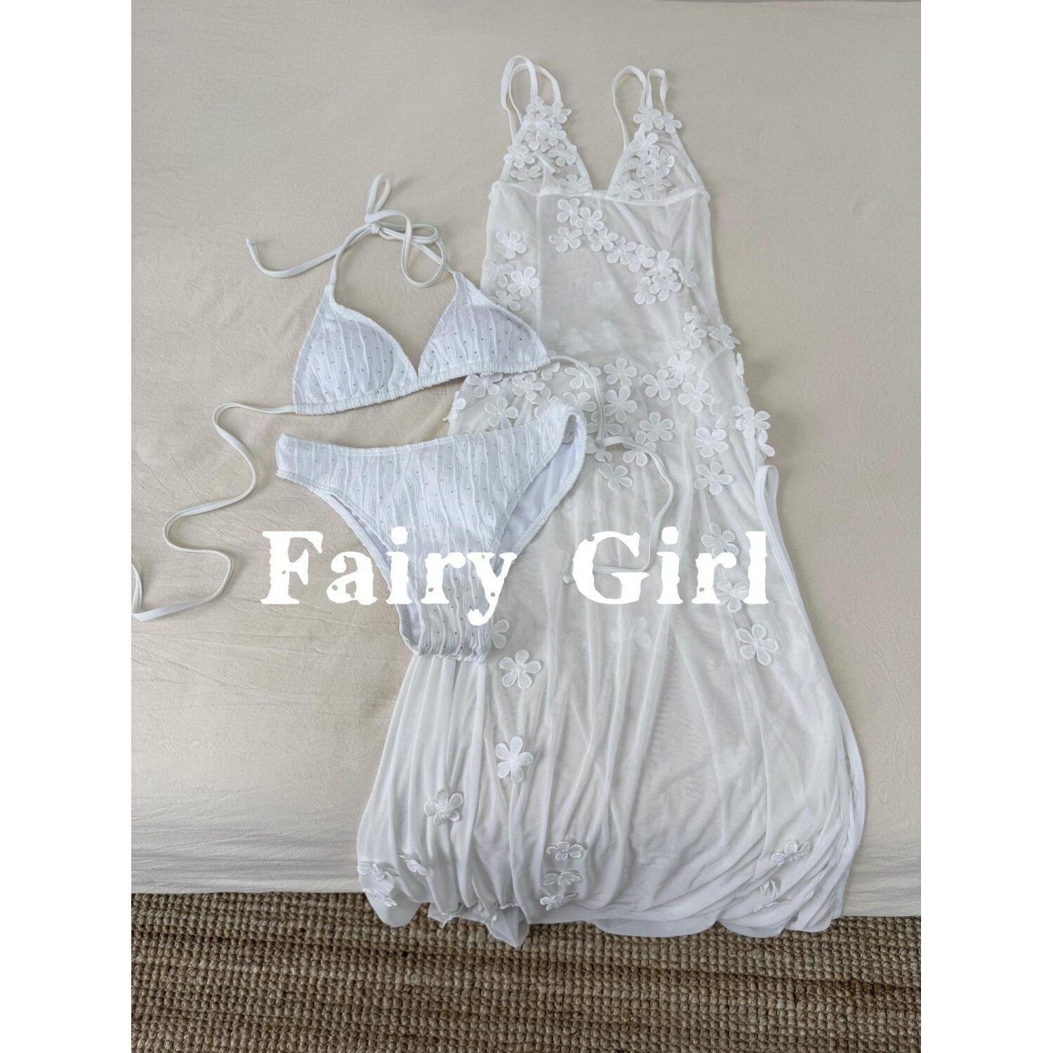 【Mai同款】泰国立体透视花瓣裙高开衩女神S泳装唯美蜜月裙比基尼