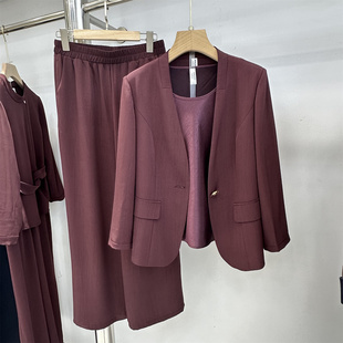 时尚 套装 子三件套春装 新款 外套裤 女装 一粒扣西装 2026春季 长袖