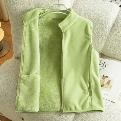 奥粒绒立领拉链马甲女冬加绒加厚背心云感绒无袖坎肩外穿休闲外套