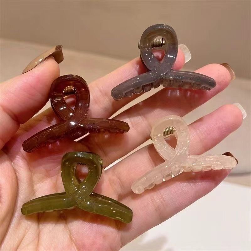 日韩风交叉公主头半扎迷你抓夹高级感醋酸鲨鱼夹后脑勺盘发夹头饰