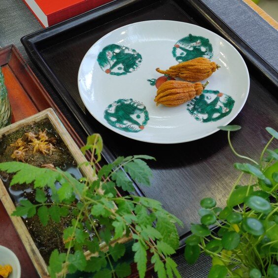 清代江南绿彩团龙大盘果盘收纳老物件古董瓷器新中式案头艺术摆件
