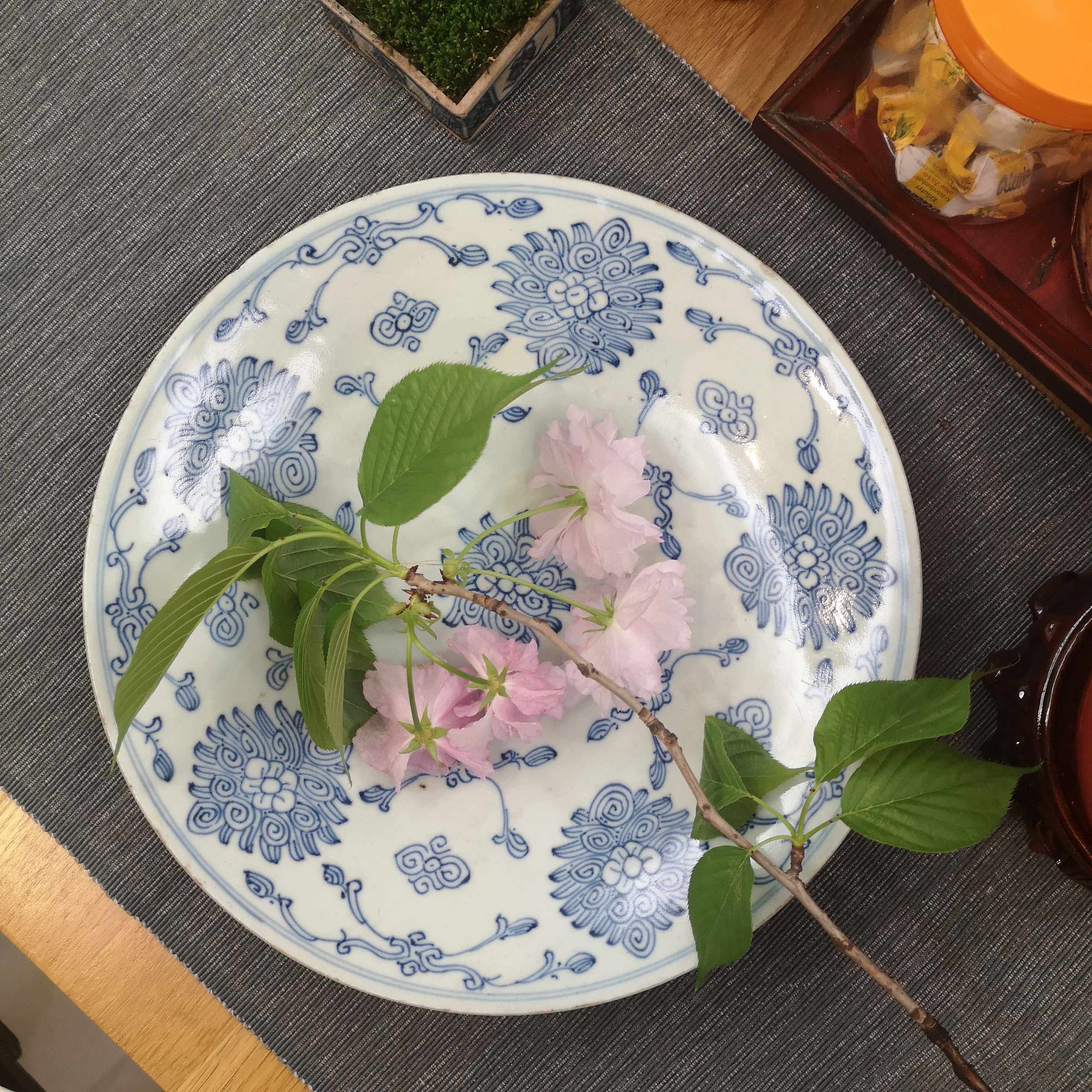 特价清代青花盘果盘茶盘老物件古董瓷器新中式摆件9088