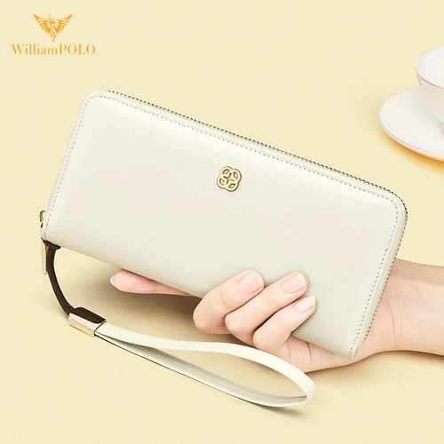 Бумажник, длинная сумка через плечо, легкий и тонкий картхолдер, сумка для паспорта, сумка с петлей на руку для матери, из натуральной кожи, матовое серебро