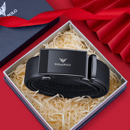 英皇保罗男百搭头层牛皮商务皮带