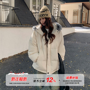 宽松保暖加厚派克服外套 女款 橘子树在哪儿美式 90白鸭绒羽绒服冬季